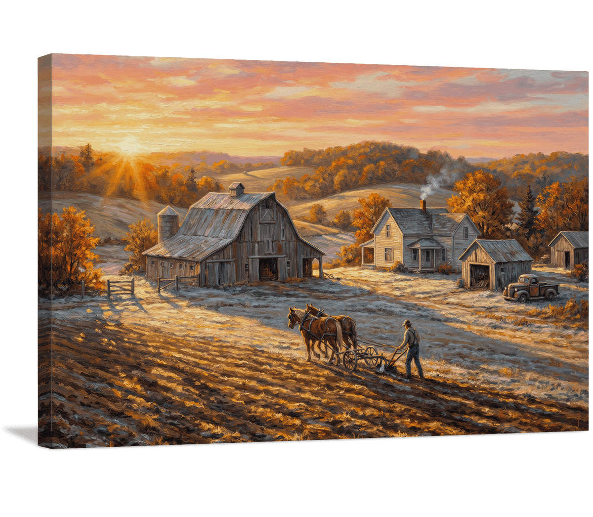 The Horse-Drawn Plow and the Rising Sun