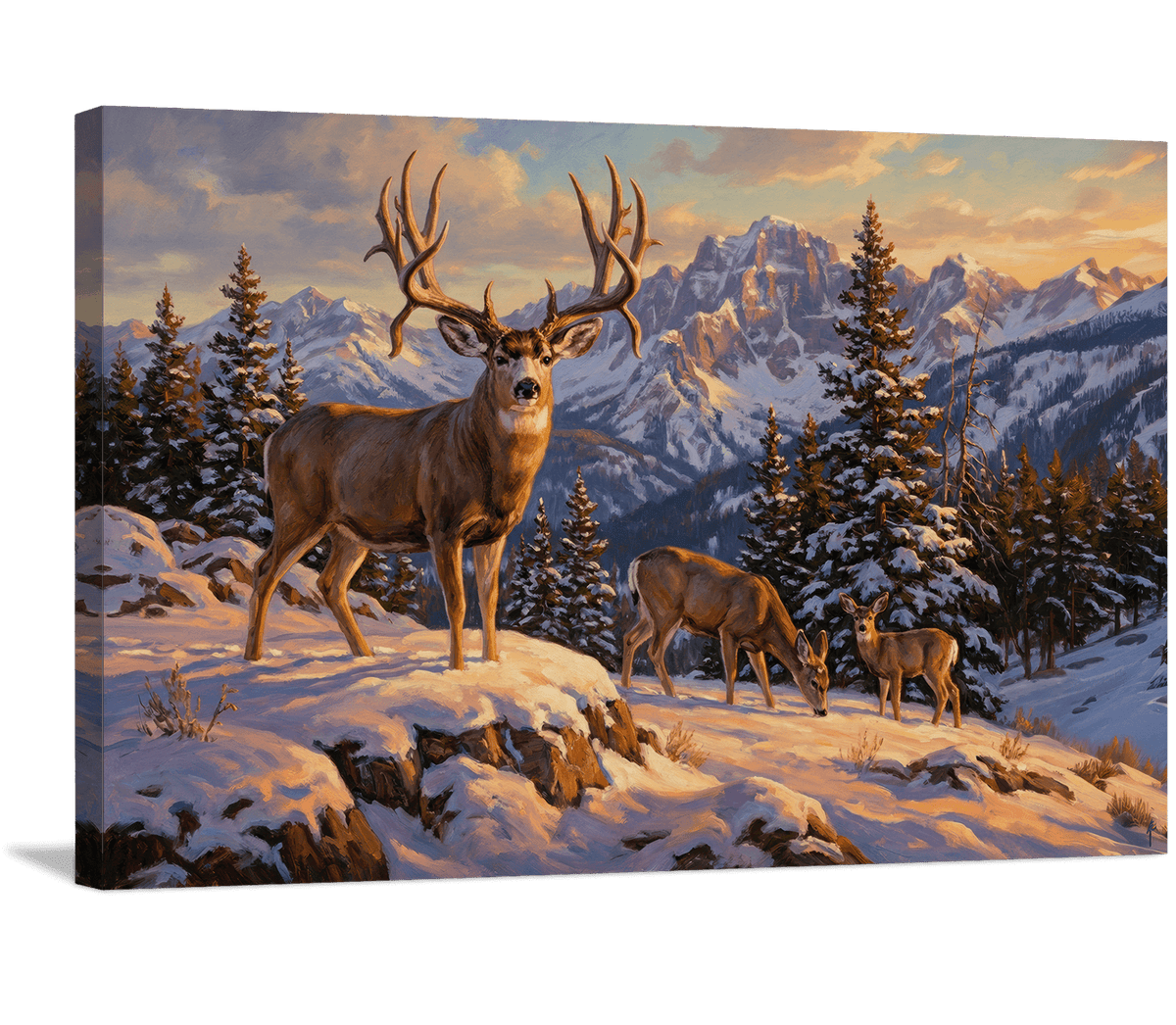 Mule Deer Family at Alpine Dawn