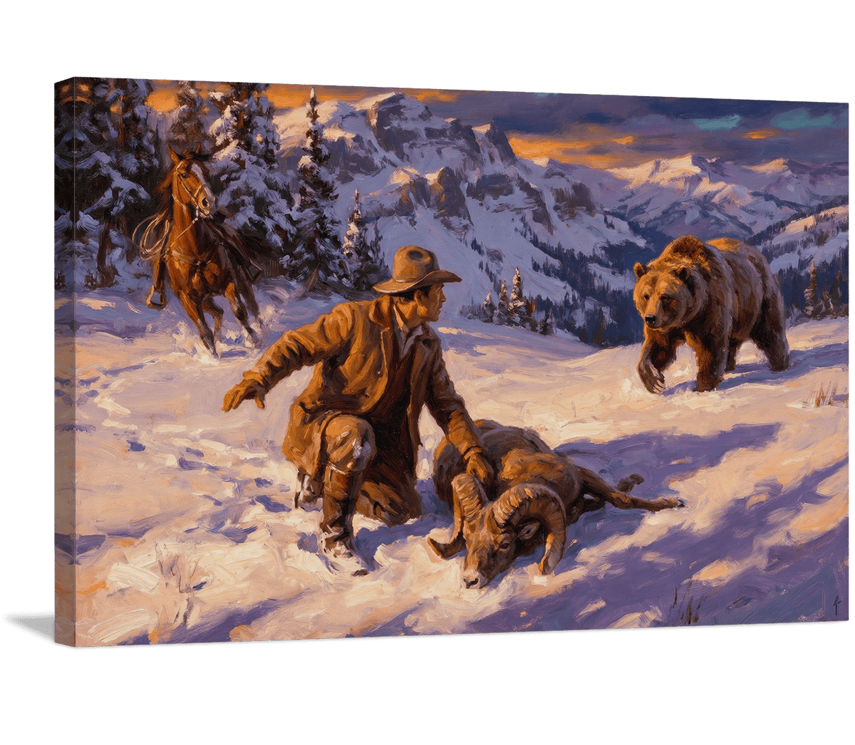 Grizzly Encounter at Sunset