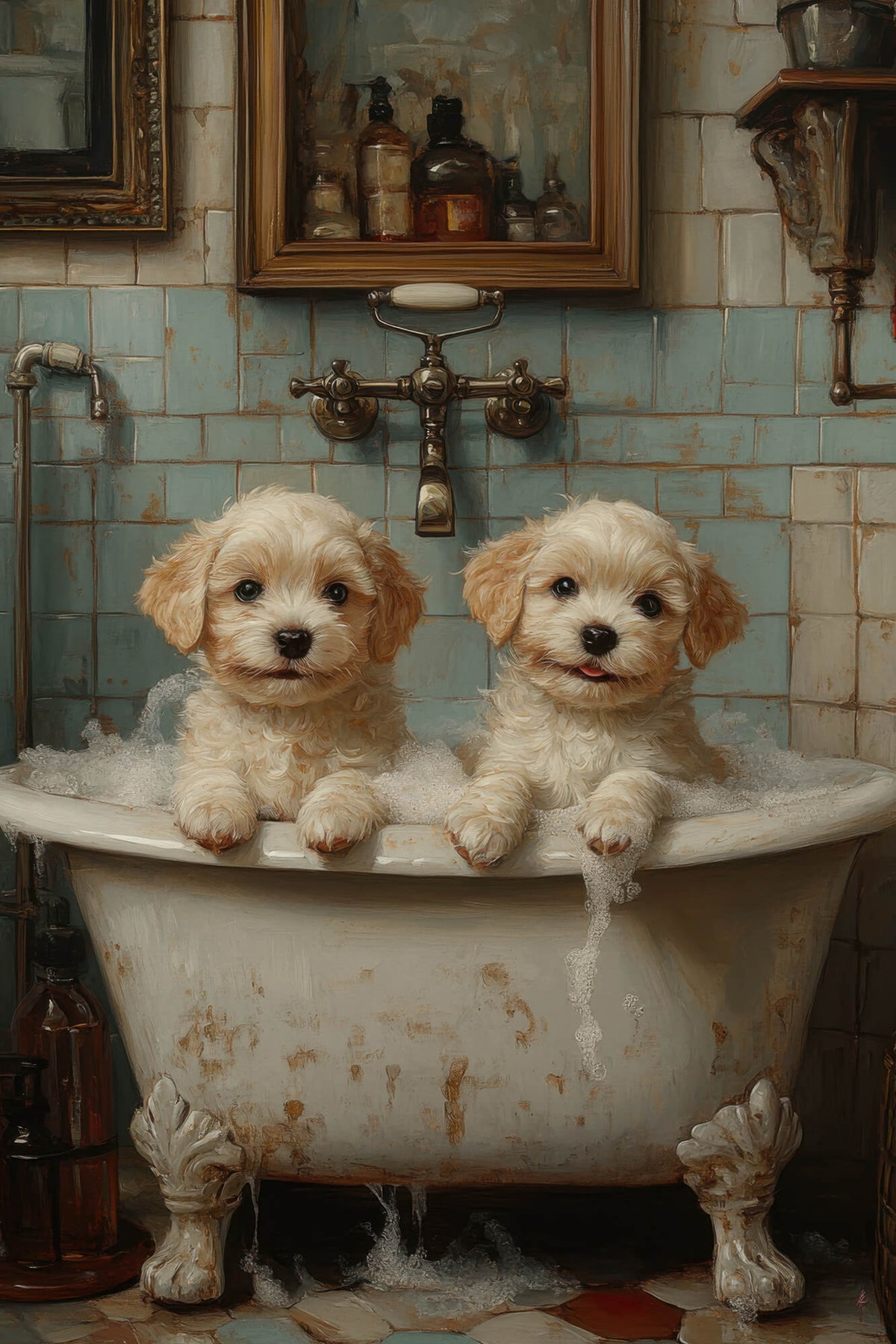 Double Trouble at Bath Time Puppies