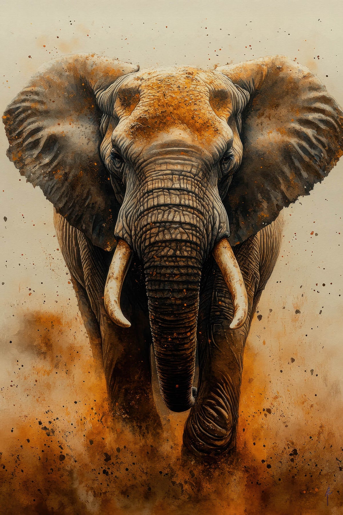Ink and Ivory Elephant