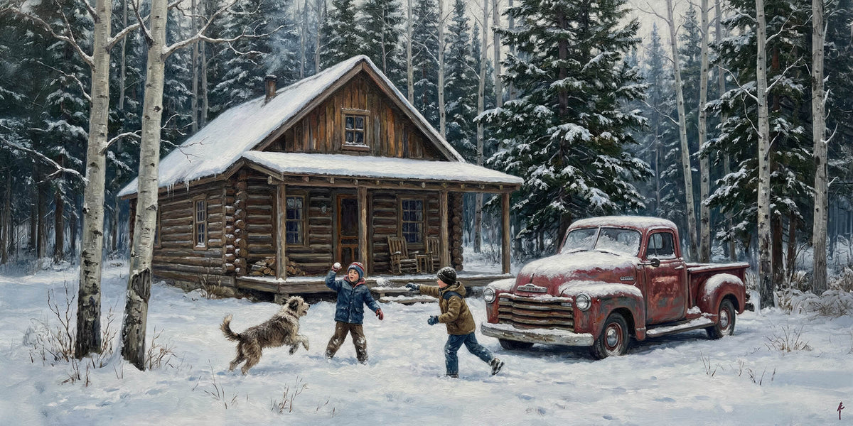 Snowball Fight at the Cabin