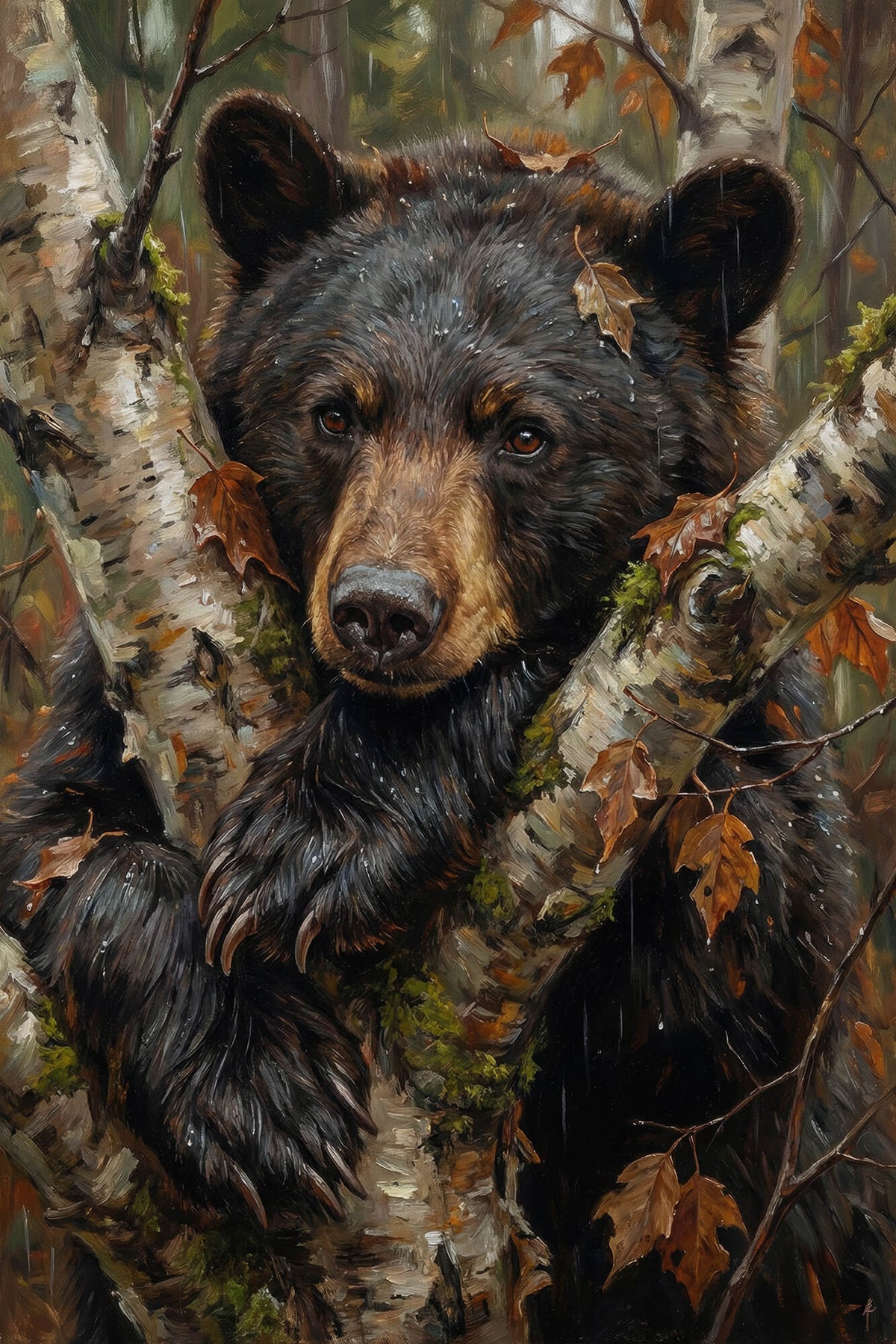 Black Bear in the Birches