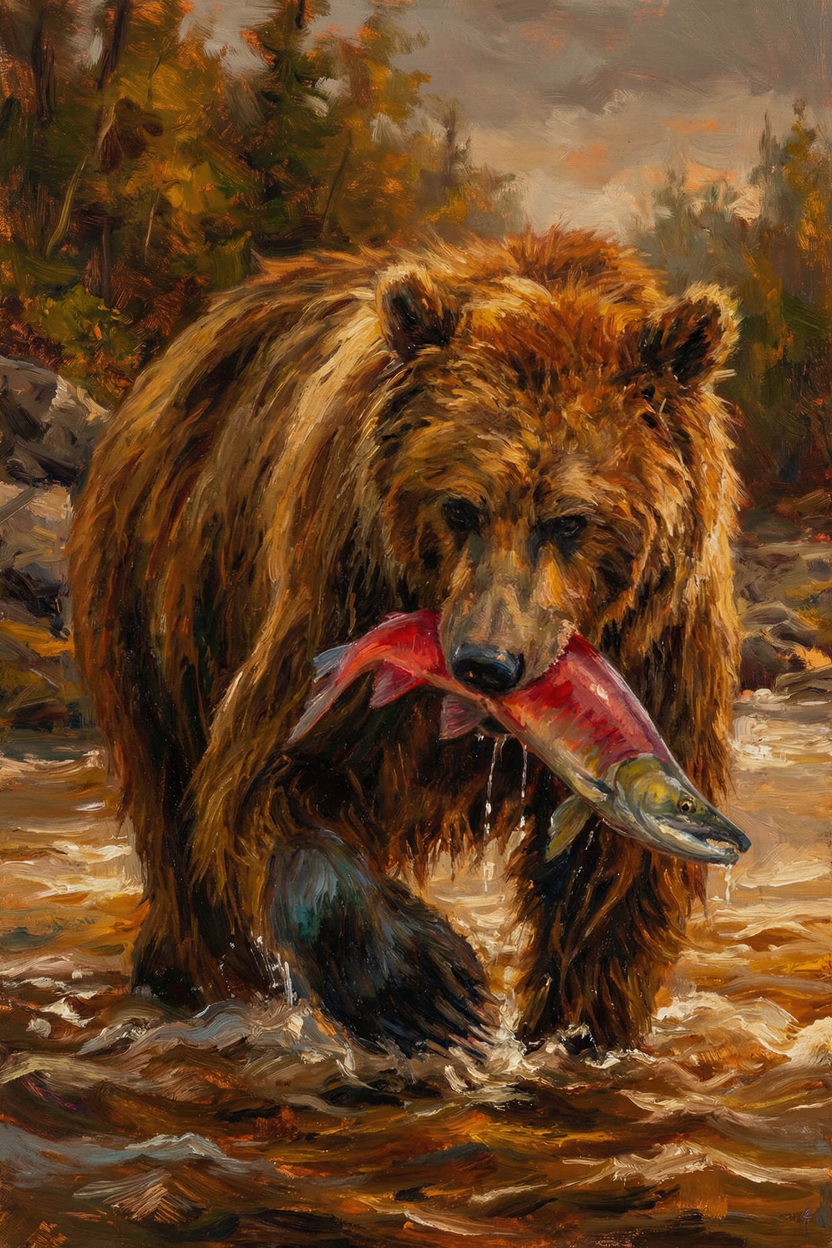 Grizzly With Salmon
