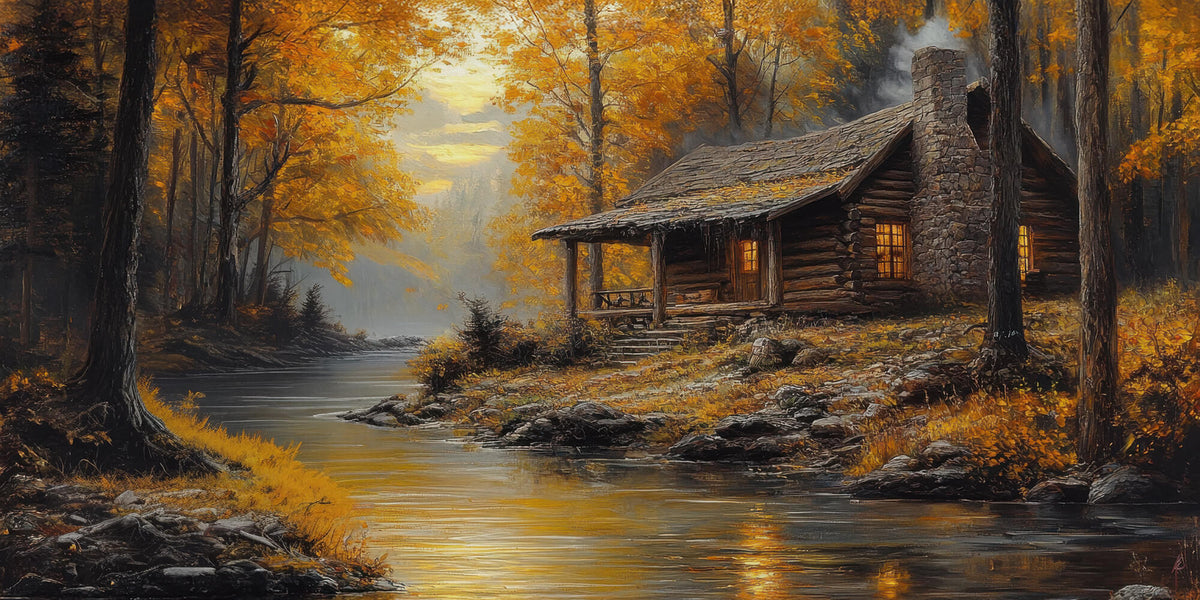 Cabin in the Fall Woods