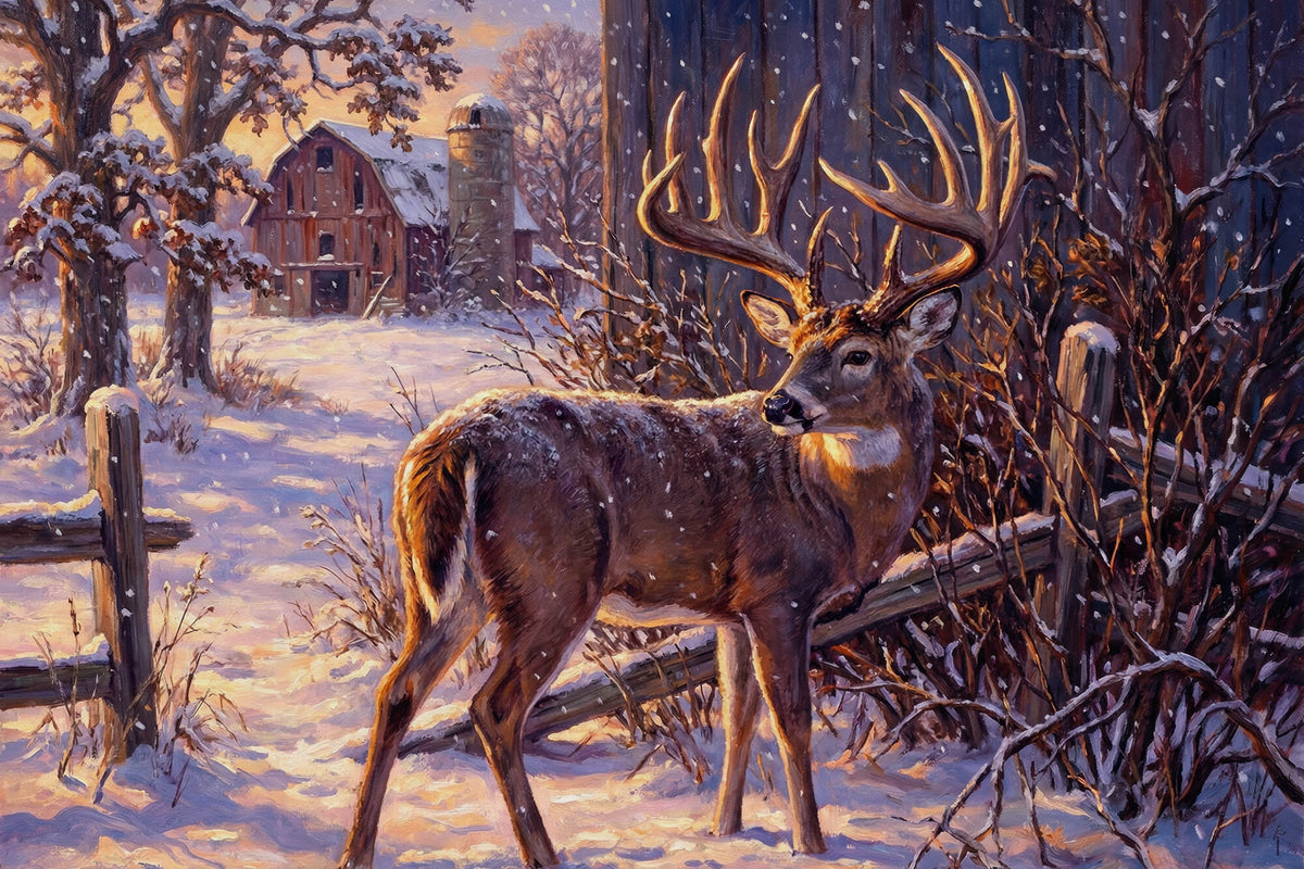 Winter Evening Near the Farm