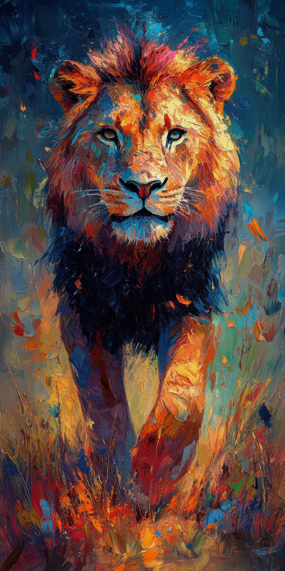 Majestic Lion Multicolor Abstract