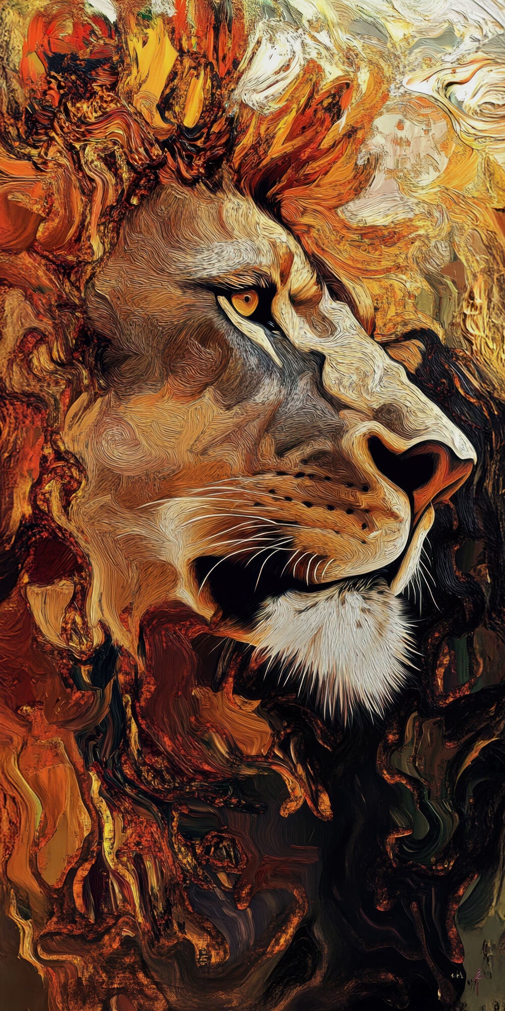 Fiery Lion Abstract Portrait