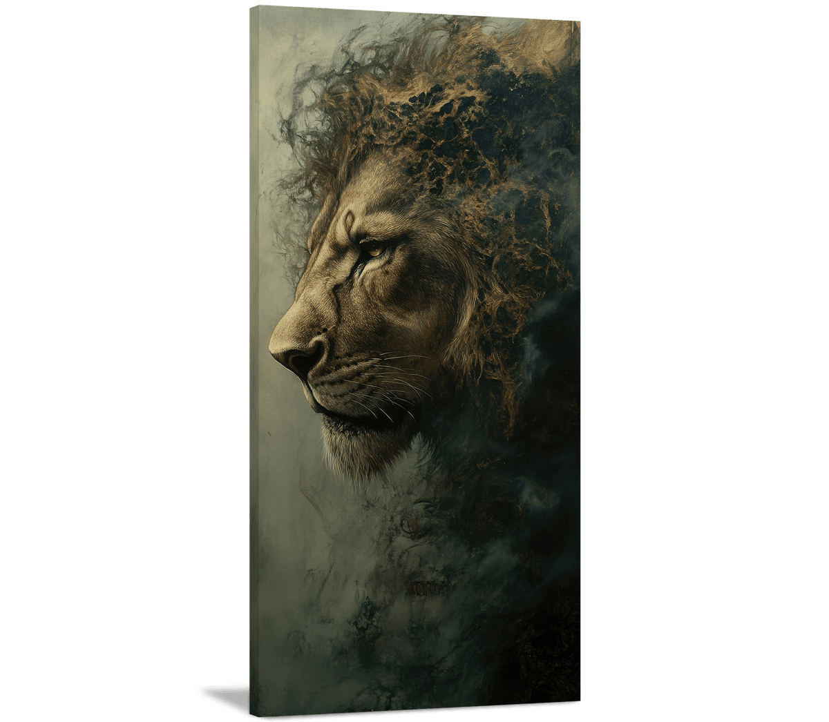 Regal Lion in Smoky Atmosphere