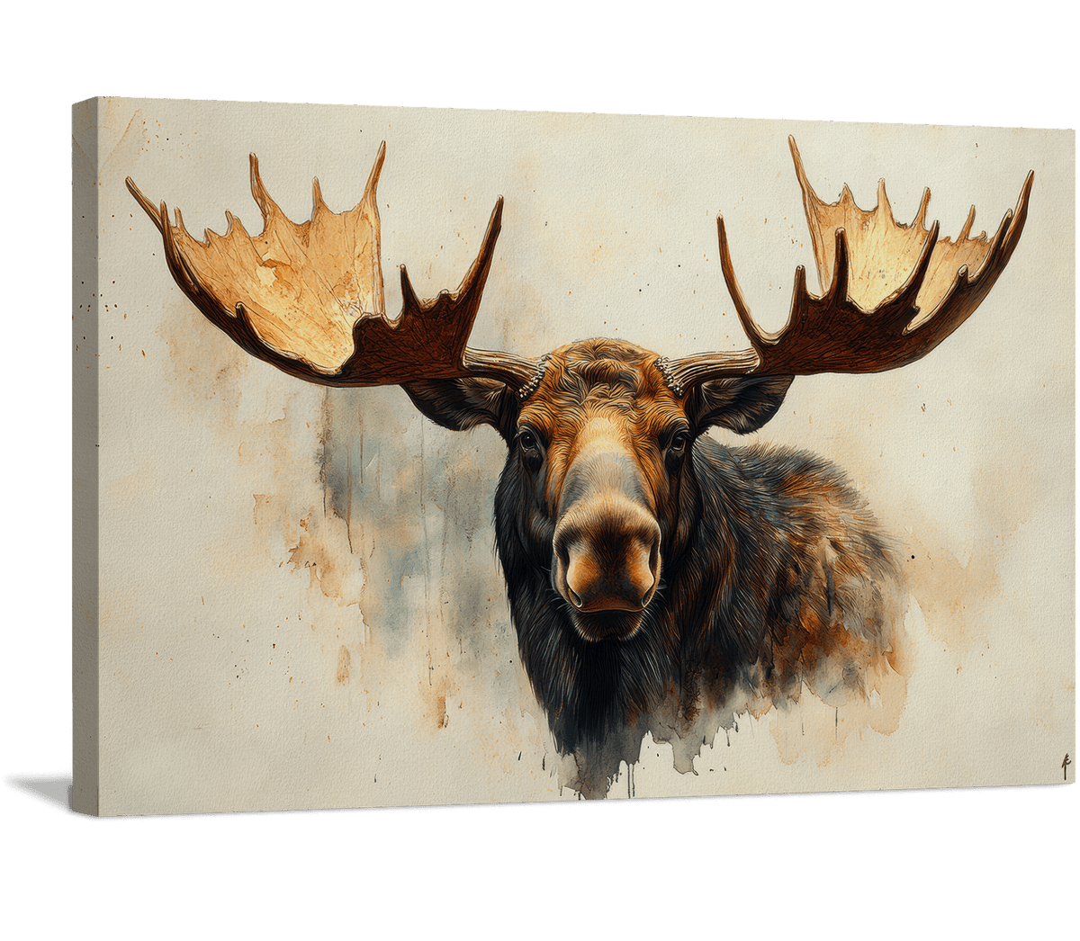 Moose Portrait on Weathered Canvas
