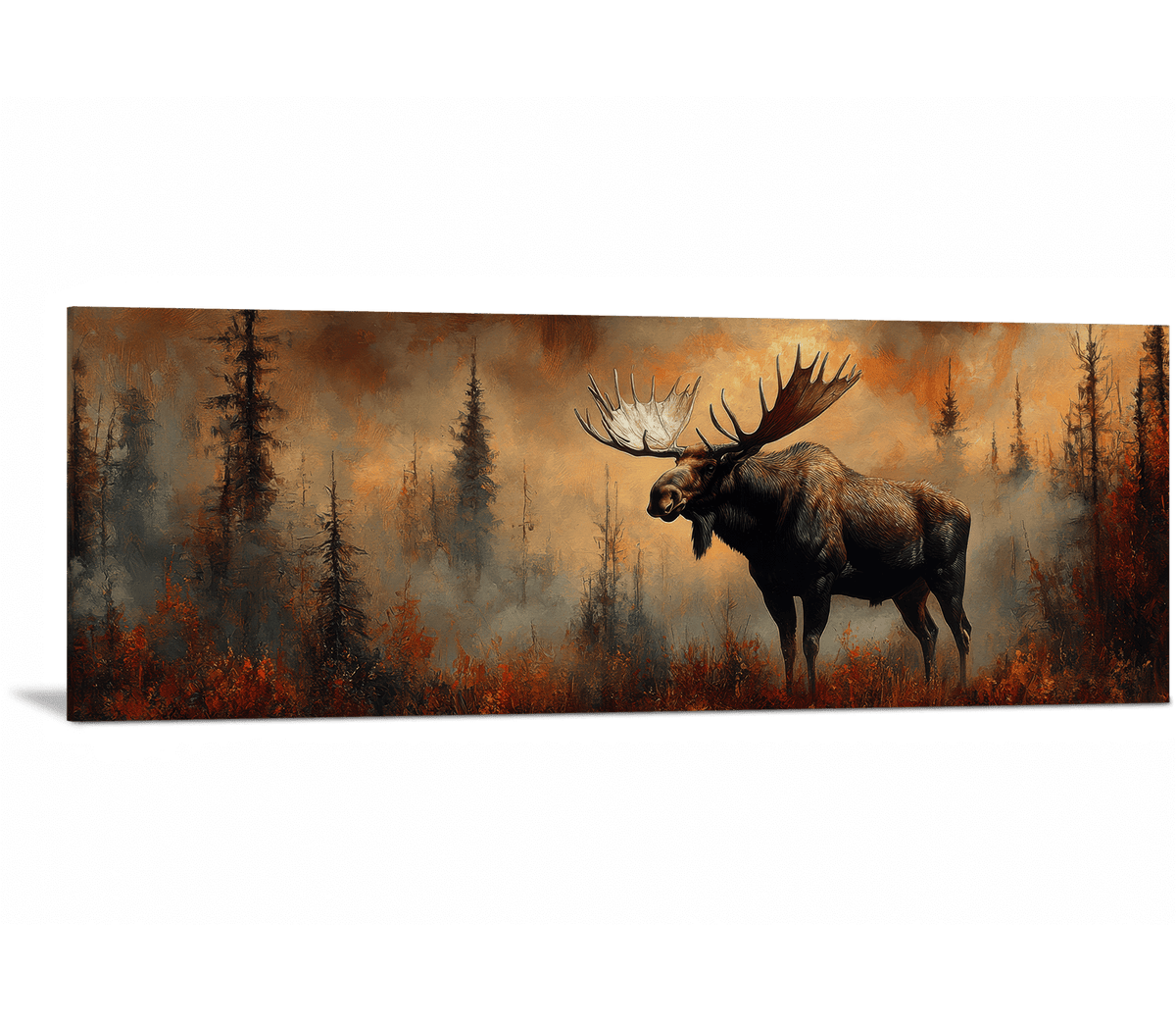 Bull Moose in Burning Forest
