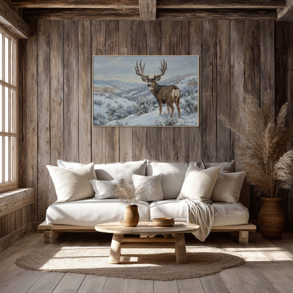 Snowfall Mule Deer on the Slope