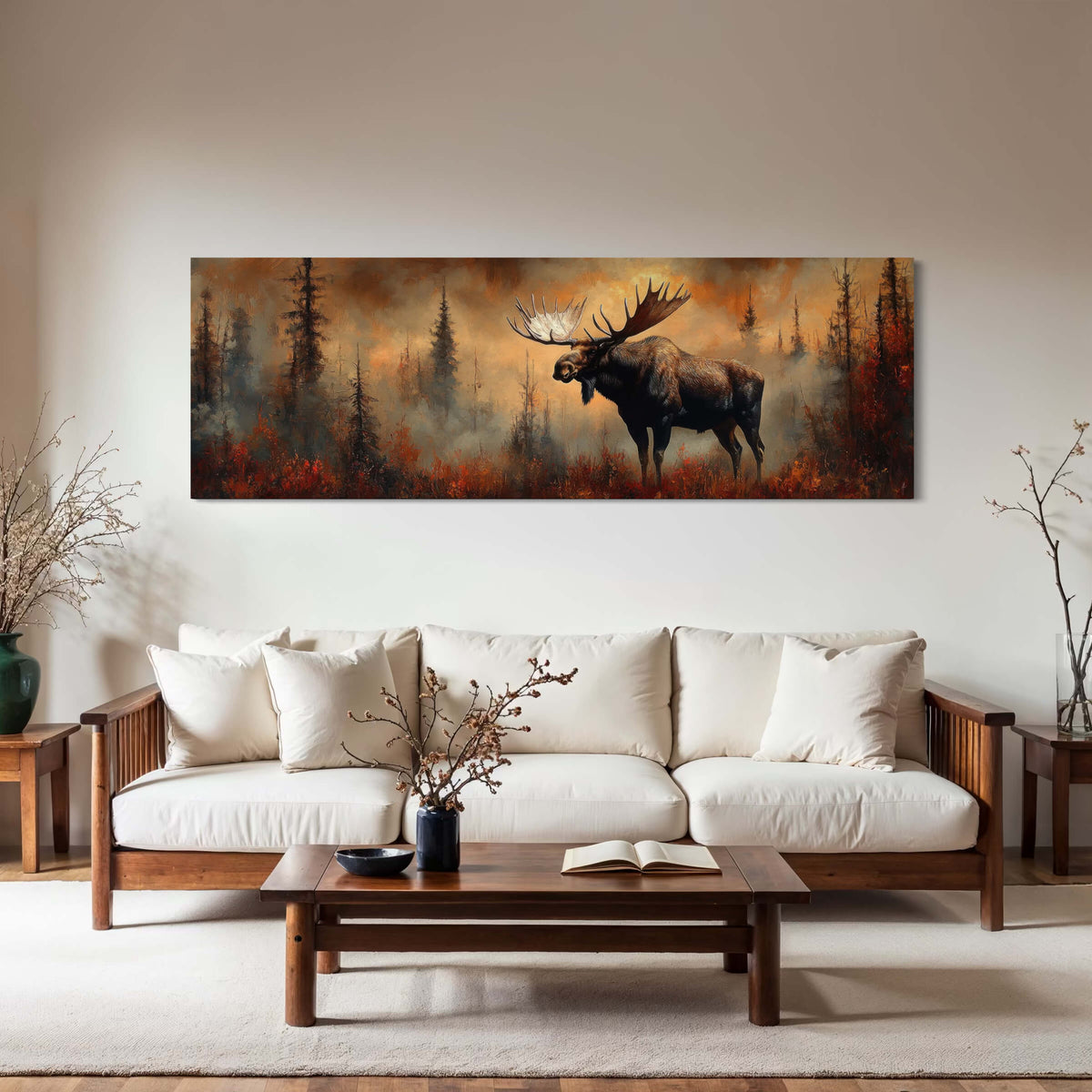 Bull Moose in Burning Forest