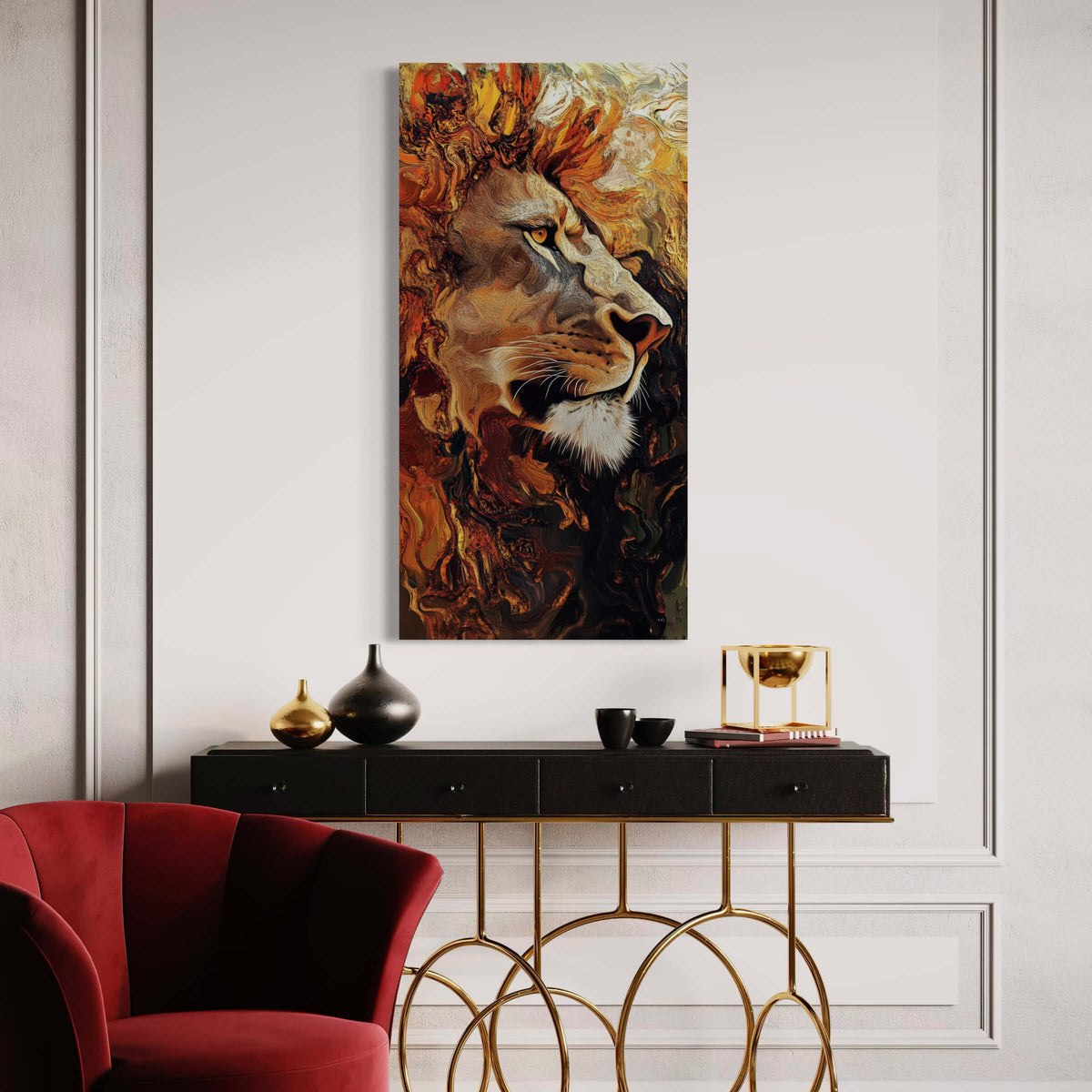 Fiery Lion Abstract Portrait