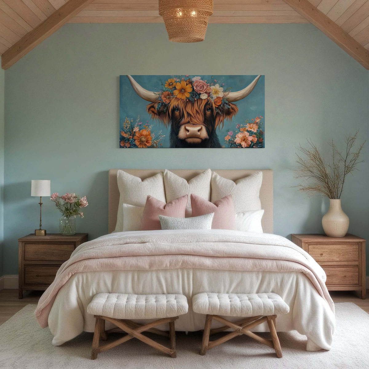 Crowned in Blooms Highland Cow