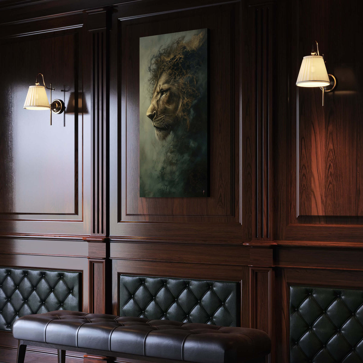 Regal Lion in Smoky Atmosphere