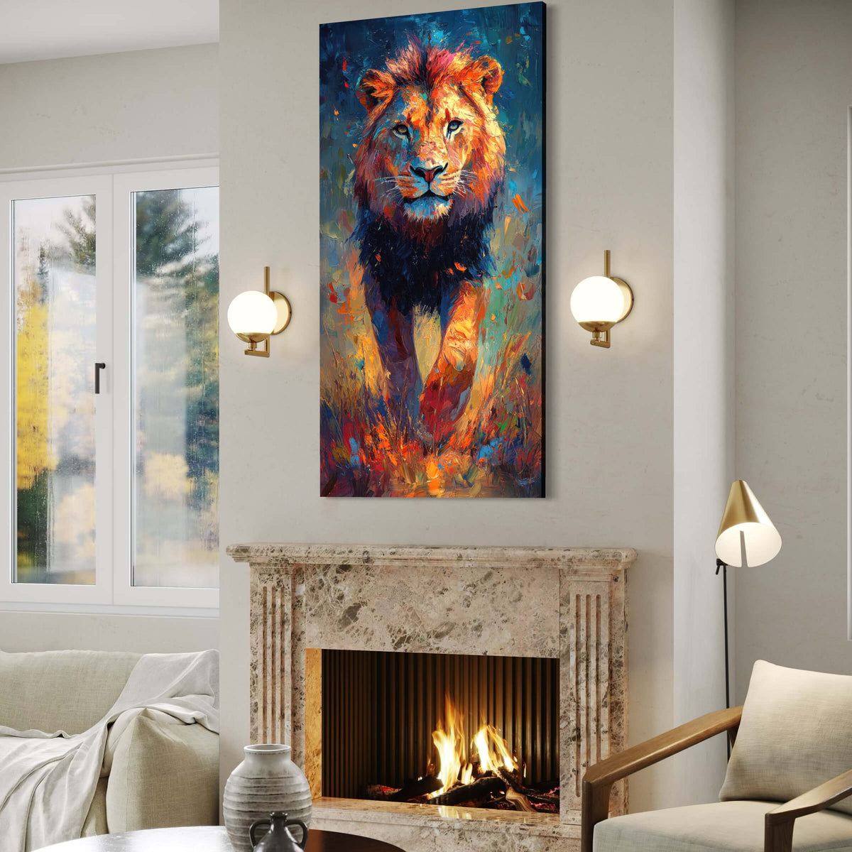 Majestic Lion Multicolor Abstract