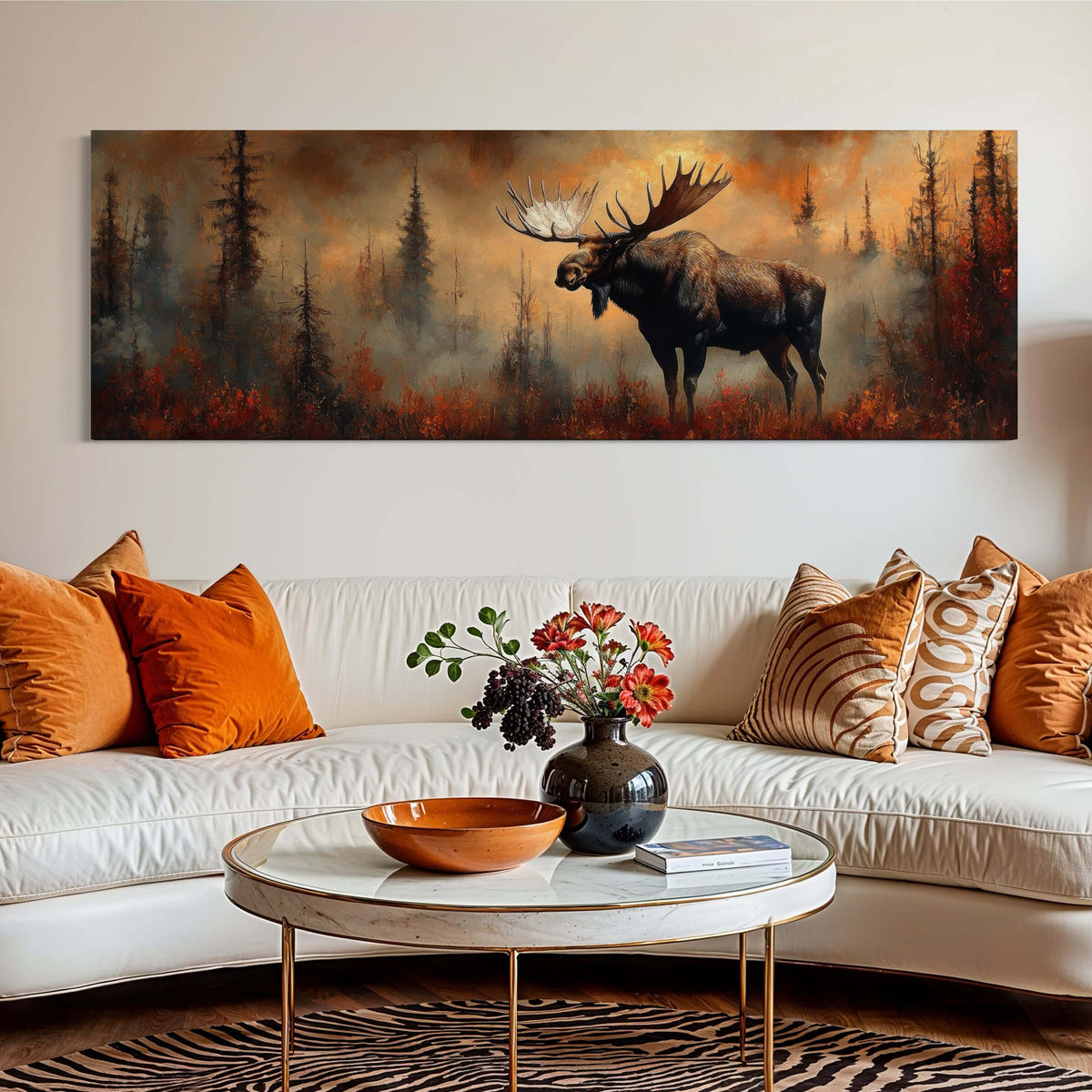 Bull Moose in Burning Forest
