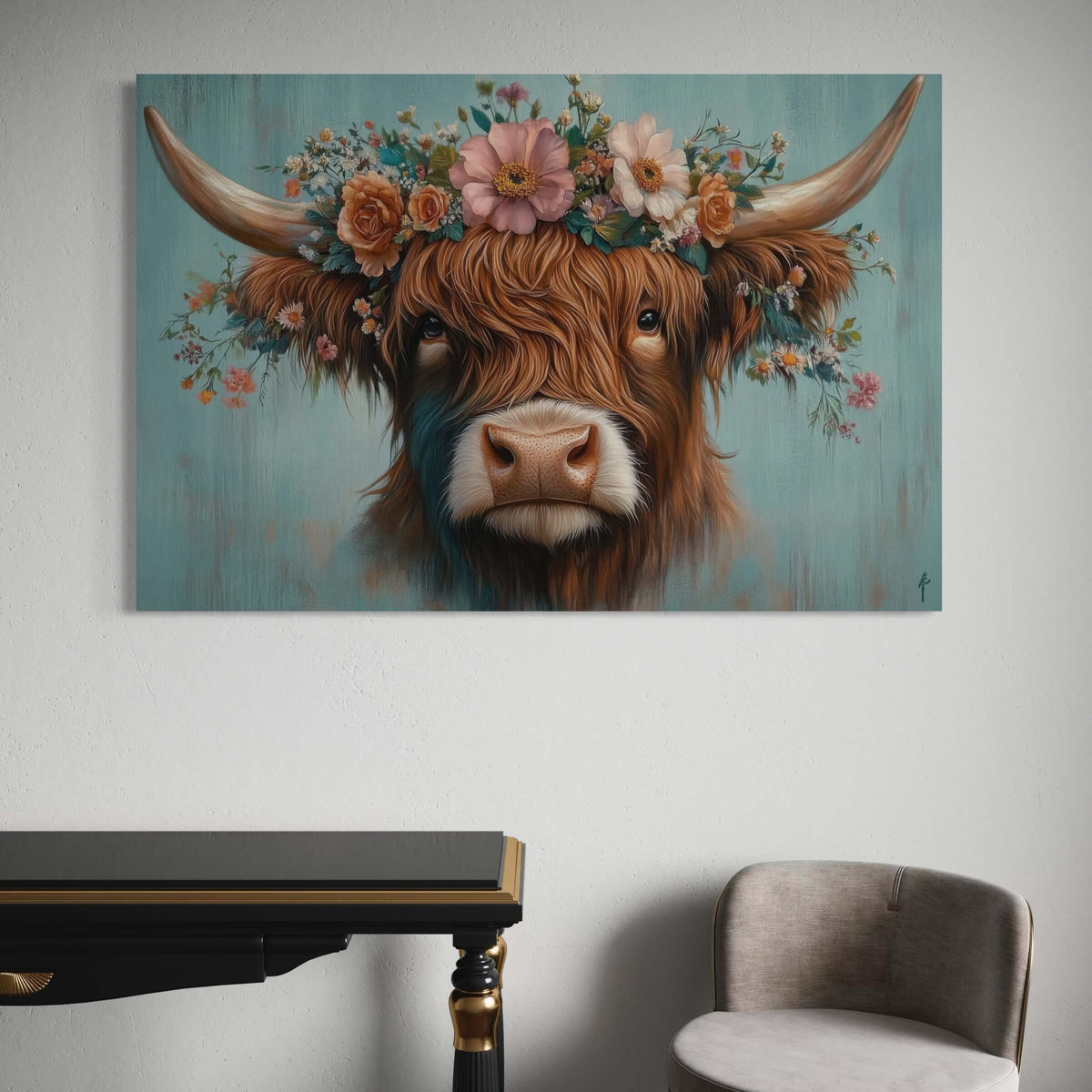 Spring Coronation Highland Cow