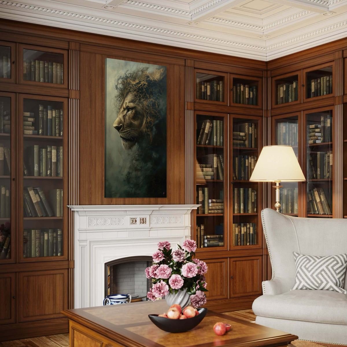 Regal Lion in Smoky Atmosphere