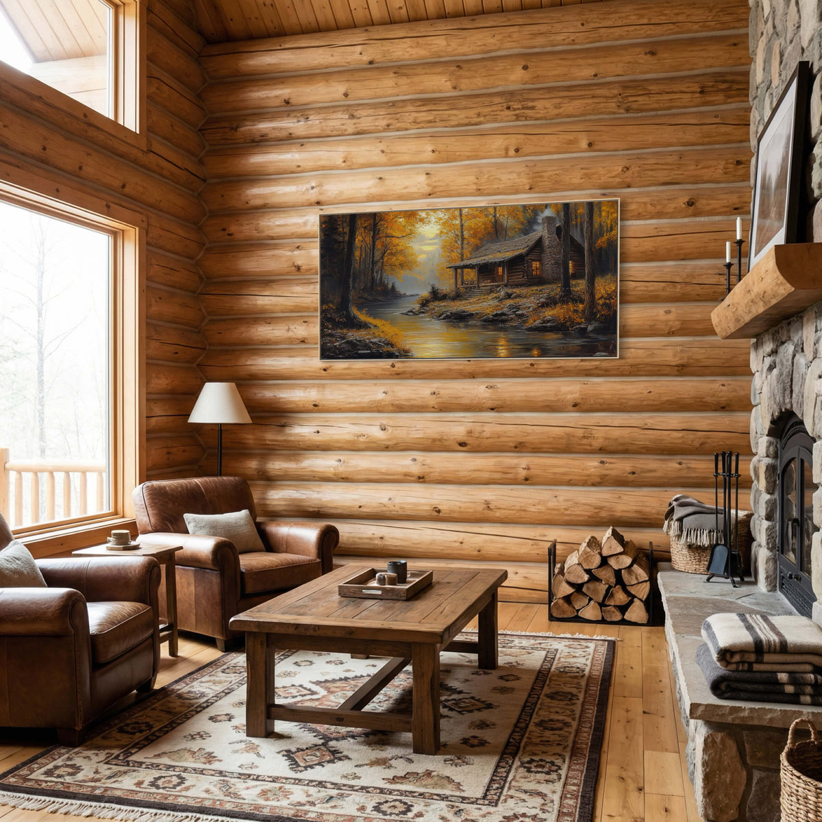 Cabin in the Fall Woods