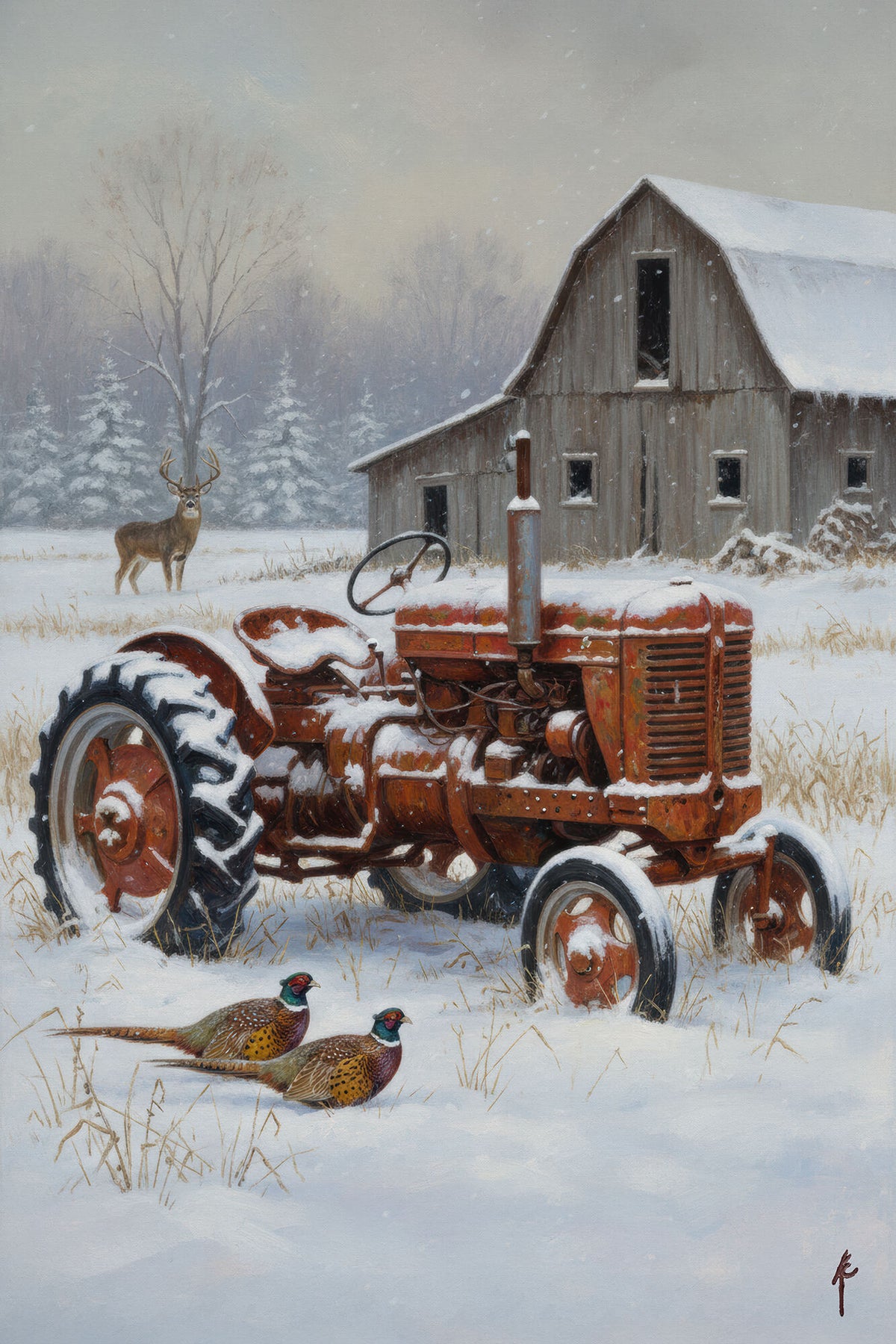 Relics and Ringnecks on a White Morning