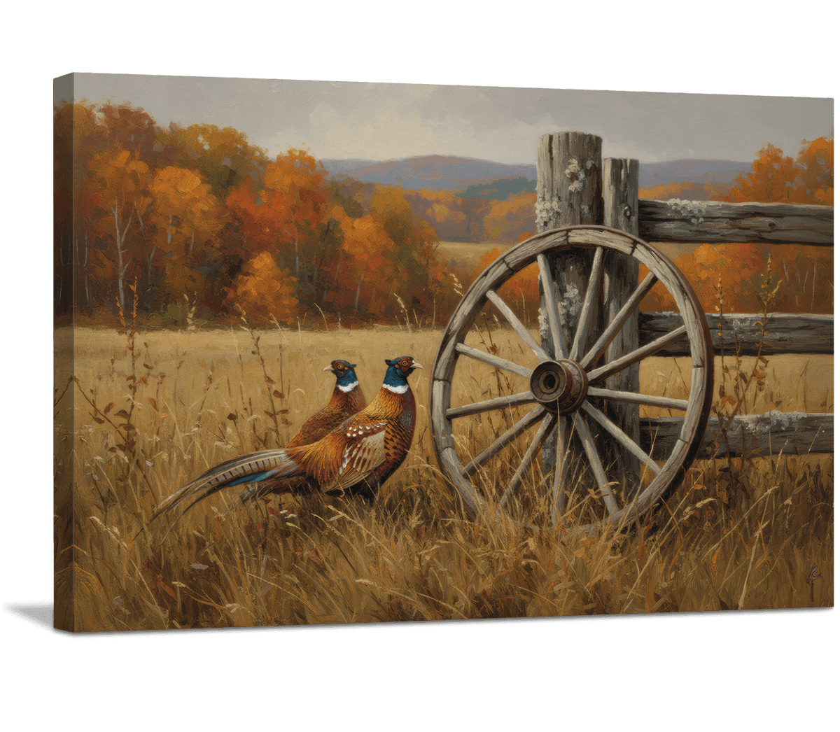 Pheasants at Rest in Harvest Light